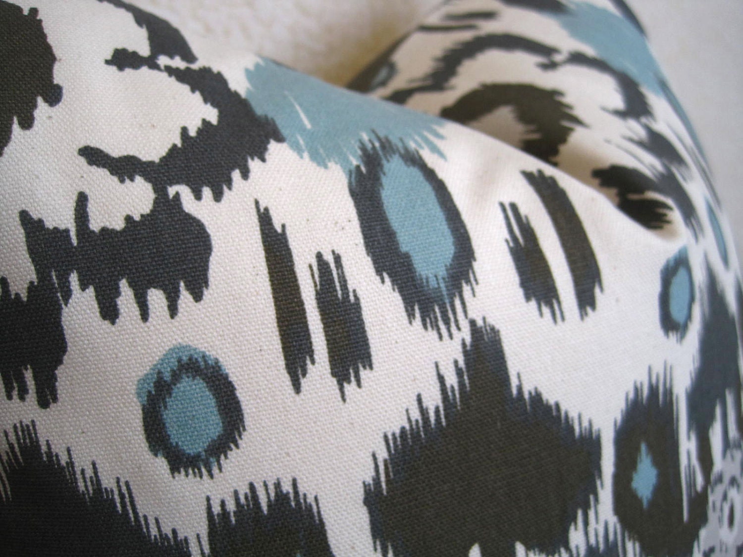 Floral Ikat Decorative Pillow - Light Blue - Gray - Cream - 18 inch - BOTH SIDES - Designer Pillows - Ikat Pillow - Throw Pillow