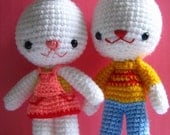 Instant Download PDF amigurumi crochet pattern Charlie and Angel bunny ,welcome to sell the finished item