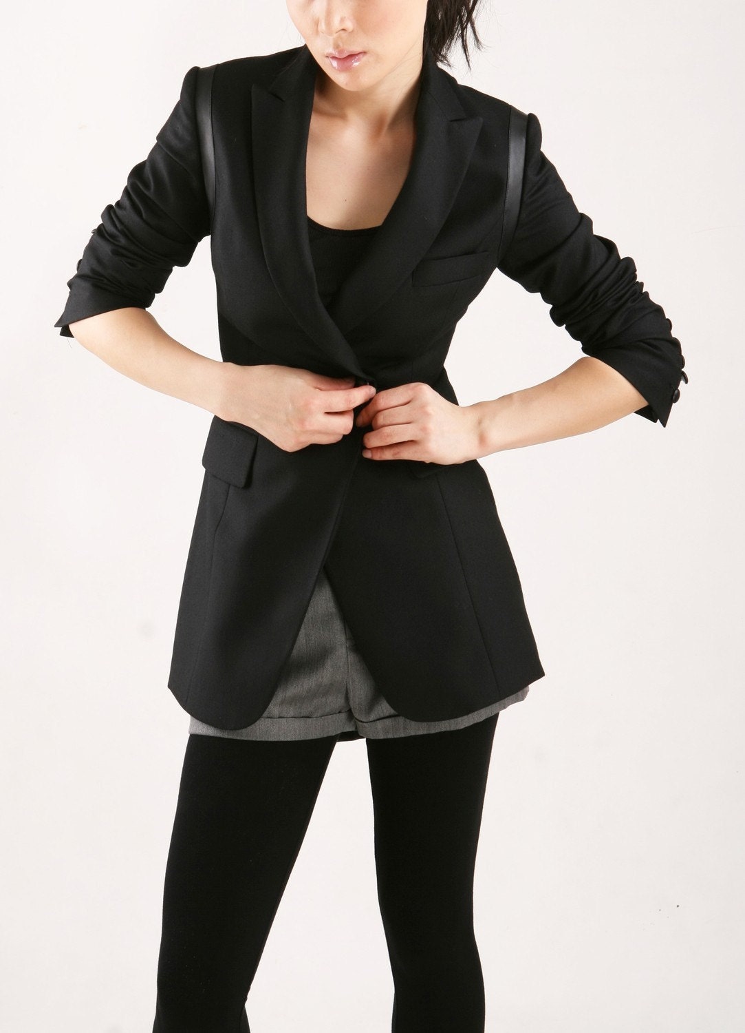 Classic black jacket with leather