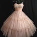 Vintage 50's 50s STRAPLESS Shell Pink Layered Tulle Taffeta Sequins Party PROM Wedding DRESS Gown