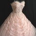 Vintage 50's 50s STRAPLESS Pink Tulle Lace Ribbon Party PROM Wedding DRESS Gown