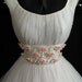 Vintage 1950's 50s White Ruched Chiffon Organza Applique Flowers Party Prom Wedding Dress Gown