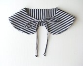Back to school Butterfly collar - woman detachable cotton collar - navy and white stripes- Summer Accessories - tricotaria