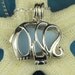 Sea Glass Necklace Elephant Locket Baby Blue Milk Glass