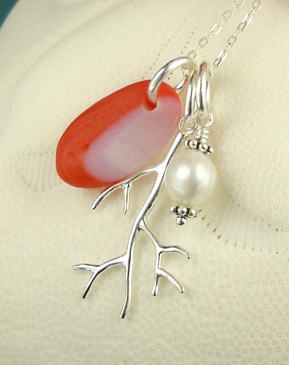 GENUINE Santa Cruz Sea Glass Necklace RARE Orange