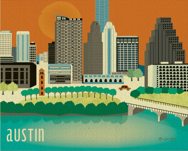 Austin, Texas Skyline - 8 x 10 Wall Art Poster Print for Home Decor, Office, Child's Nursery Wall Art  BEST SELLER - style E8-O-AU