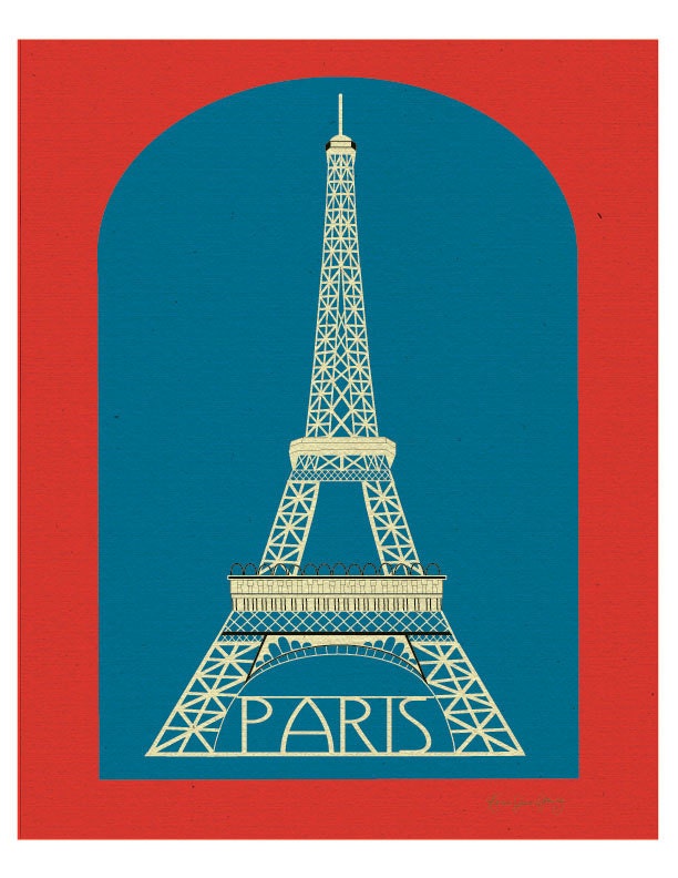 Paris France - Eiffel Tower - Graphic Art Poster Print for Home or Office Decor - style E8-O-SP1