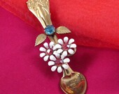 CORO Figural Spoon Rhinestone Brooch, Vintage Signed Pin