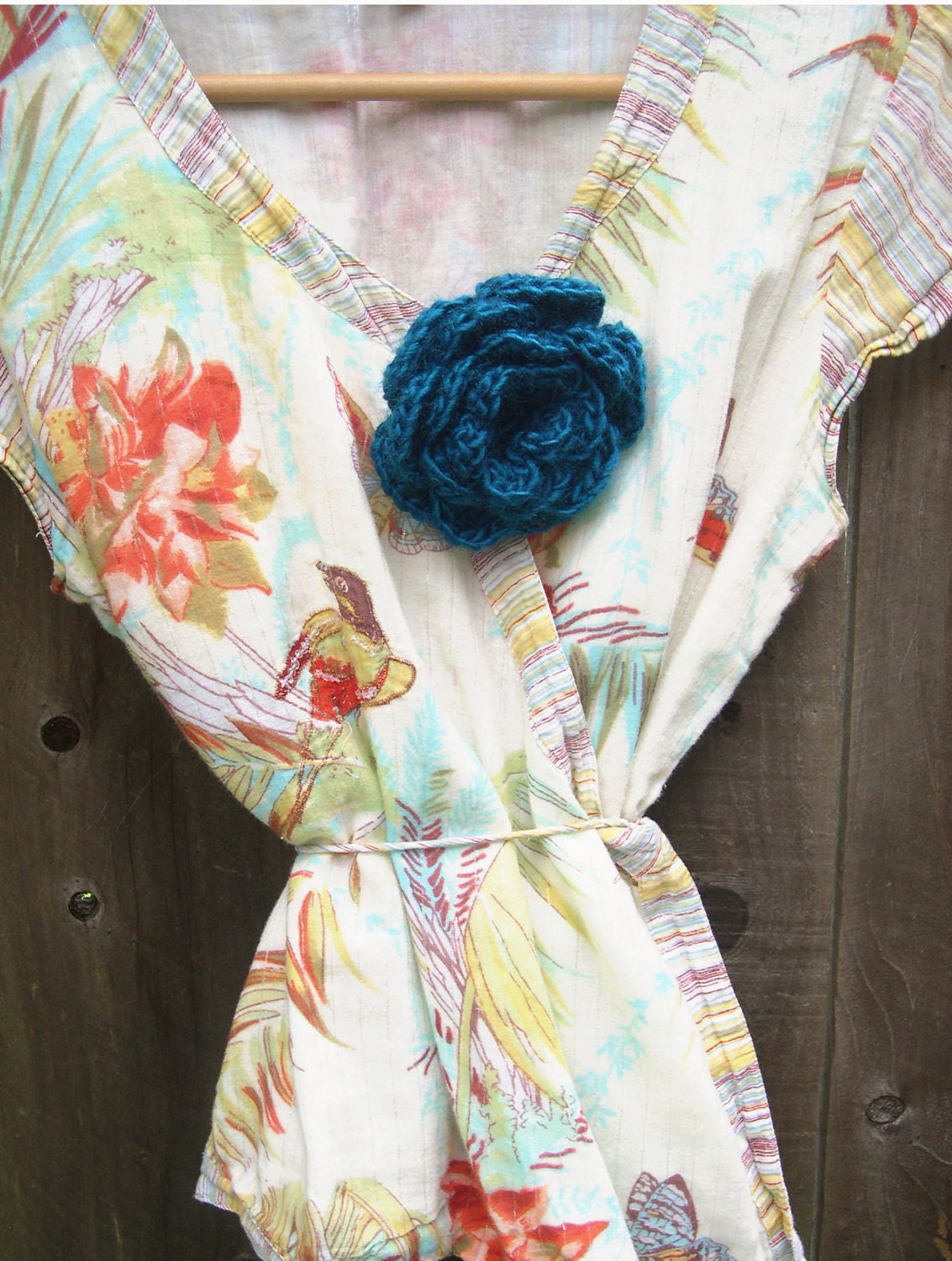 Teal Blue Big Crocheted Flower Pin - Fashion Hairpin - Natural Floral Hair Style - Graduation Gift - Ready to ship