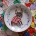 Little Frenchie With Blue and Red Floral Vintage Illustrated Plate