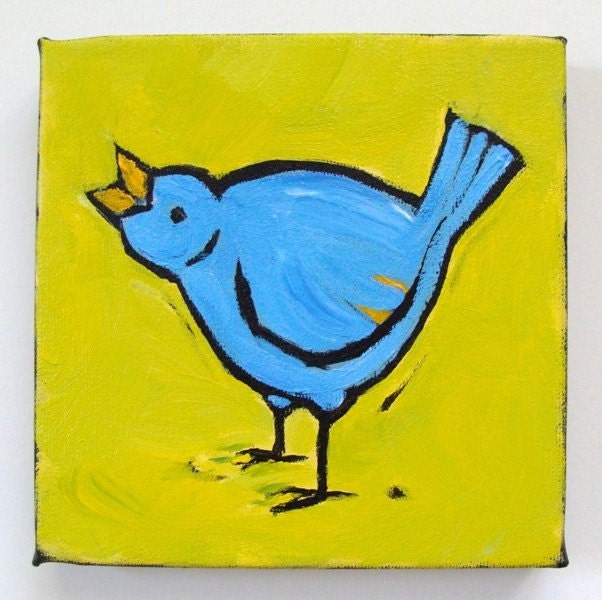 Blue Bird Squaks - Acrylic on Canvas