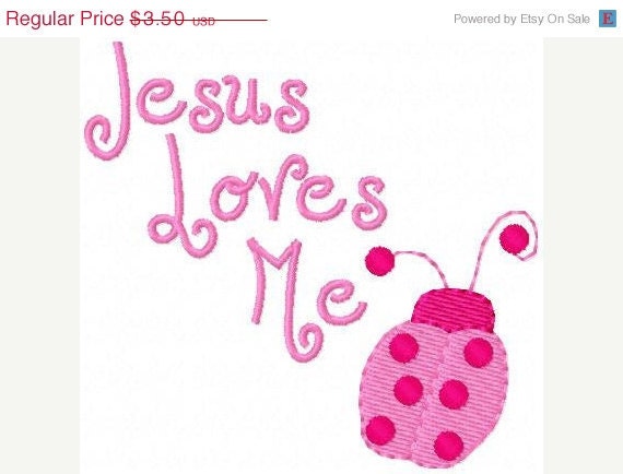 BIRTHDAY SALE Jesus Loves Me Ladybug Machine Embroidery Design Single
