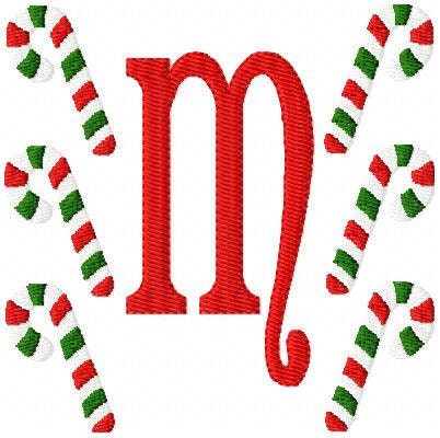 INSTANT DOWNLOAD Candy Cane Multi Christmas Machine Embroidery Monogram Set
