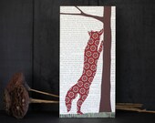 Fox and Tree Over Vintage Book Pages, Woodland Wall Art, Repurposed Book Art, Fox Art, Animal Silhouette, Animal Art