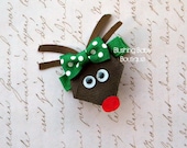 Santa's little Reindeer Hair Clip- Perfect for Christmas- Rudolph