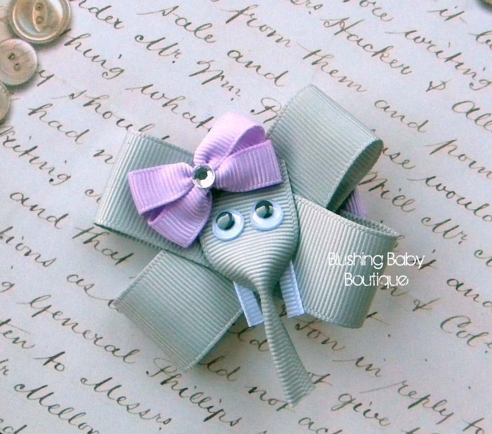 Elephant Hair Clip-- Perfect for Spring-- Birthdays and Baby Showers
