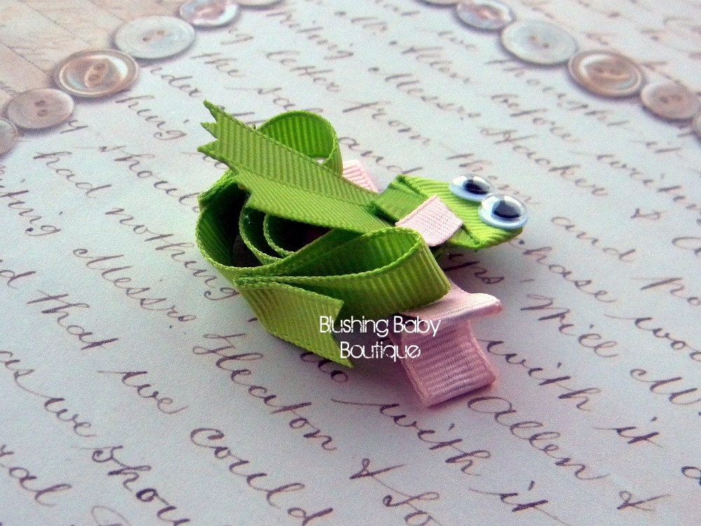 Froggy Hair Clip -- Perfect for Spring-- Birthdays and Baby Showers