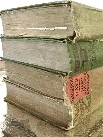 Vintage shabby tattered, and worn novels, set of 4.