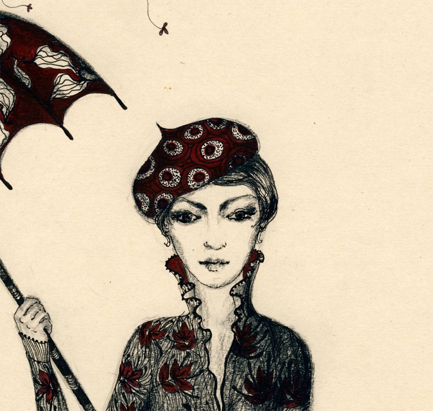 Rain In Paris    - Original Drawing