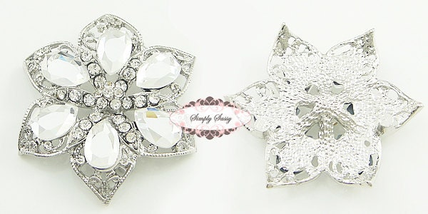 RD110 Rhinestone Metal Flatback Embellishment Button Brooch Great for wedding accessories invitations pillow crystal bouquet flowers, hair