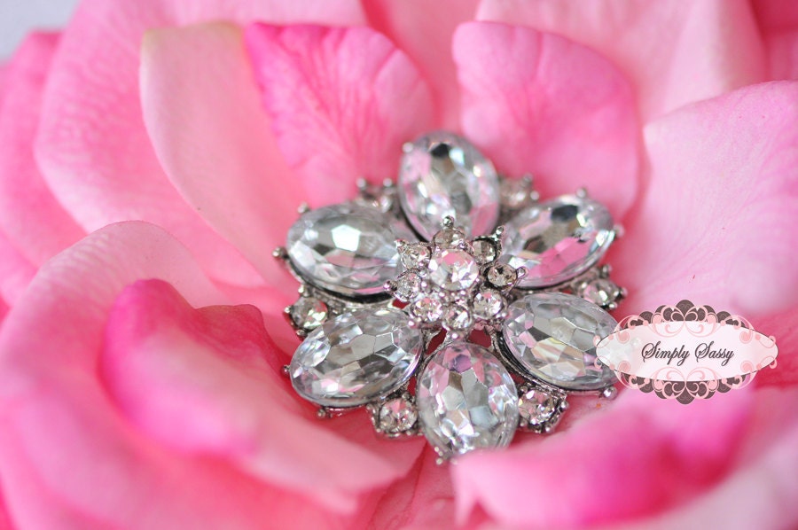 3 pcs RD123 Rhinestone Metal Flatback Embellishment Button Brooch Bridal accessories invitations crystal bouquet flowers hair clip comb