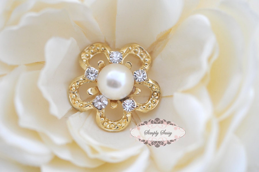 5pcs RD144 Rhinestone Pearl Silver Metal Flatback Embellishment Button Brooch Bridal invitations crystal bouquet wedding hair comb