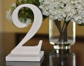 Antique White Wedding Table Numbers - Standing, Wooden