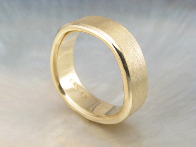 men's ergonomic wedding band -- 7mm finger-shaped, soft square wedding ring with brushed finish
