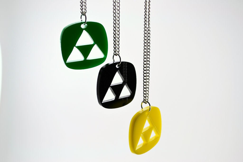 Legend of  Zelda Triforce Cutout Necklace - Laser Cut Acrylic Pendant Necklace