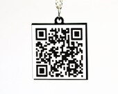 Laser Cut Acrylic Custom QR Code Necklace - Personalized URL Web Address Cell Number SMS or Message