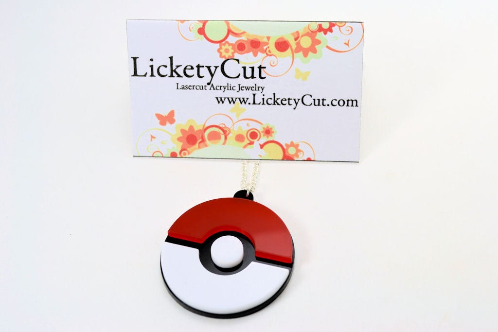 Pokemon Pokeball Laser Cut Acrylic Pendant Necklace