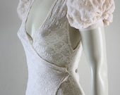 Cream Lace Wrap Dress Custom Fabrics Custom listing Bridal Wedding Victorian Kawaii  Chrisst X Dress SPECIAL ETSY PRICE