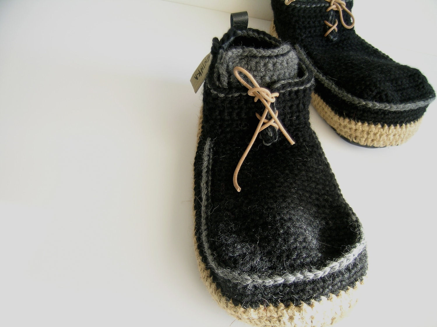 House Shoes with Leather Sole in black - all adult shoe sizes