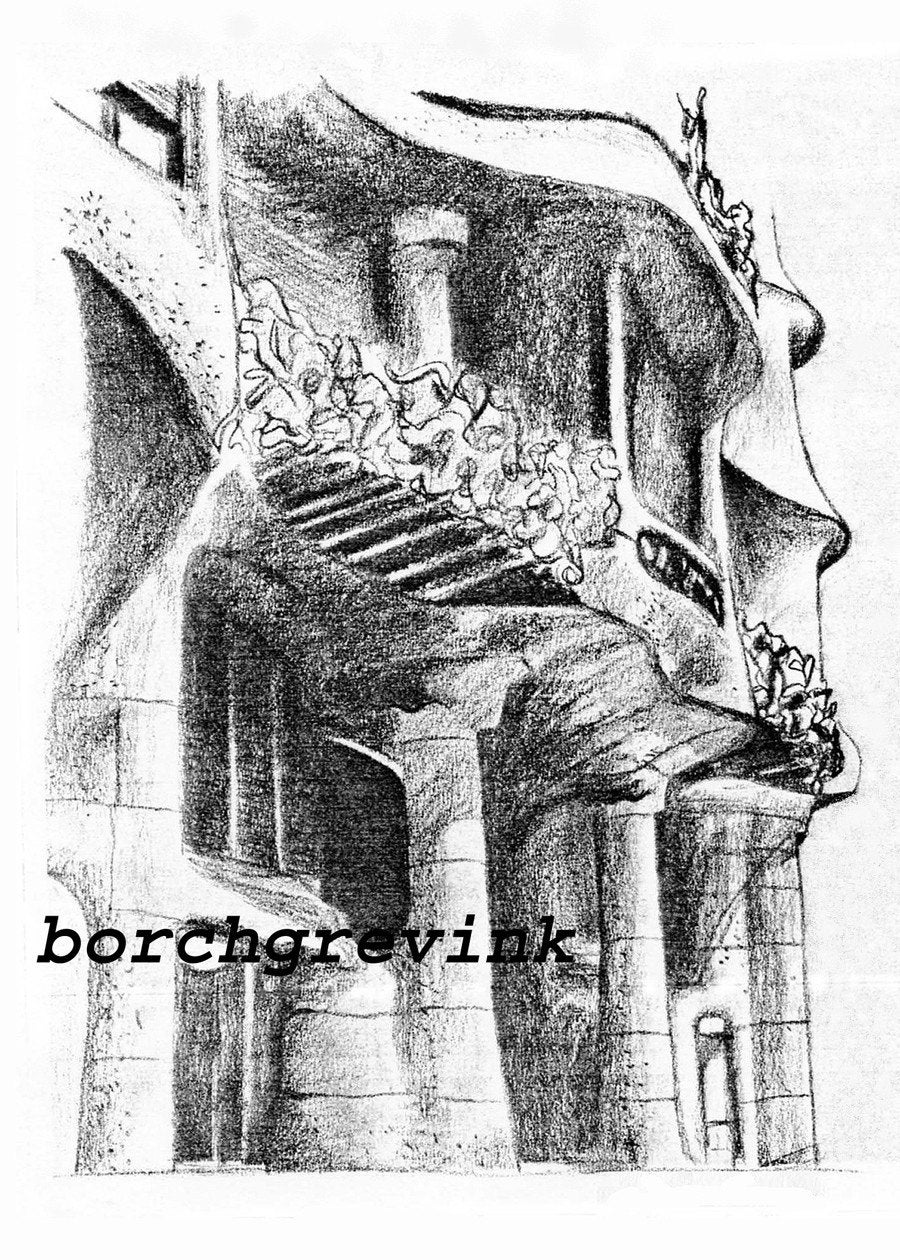 Casa Mila I (Mila House), La Pedrera, Barcelona, Spain - charcoal sketch, 8" x 10" including mat