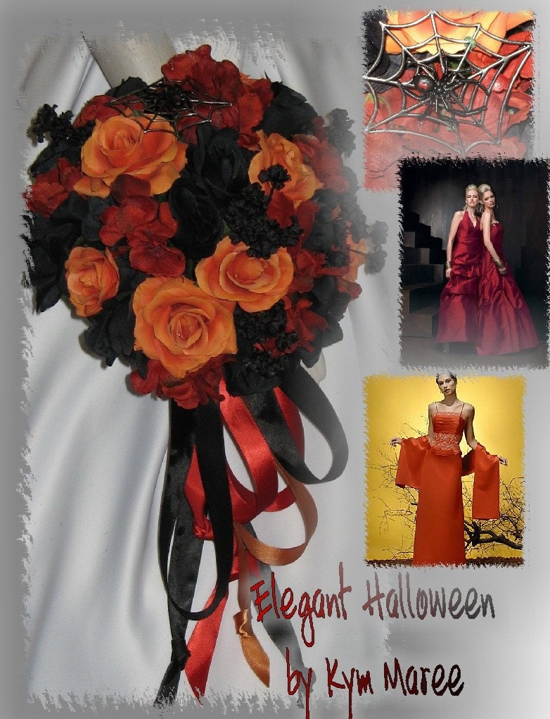Halloween Wedding Bouquet Set, Halloween Bridal Bouquets