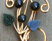 Jade Bouquet Brooch with Gold-tone metal