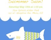PARTY PRINTABLE - Shark Summer Swim Birthday or Pool Party Invitation - Petite Party Studio Il_170x135