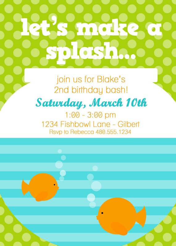 PARTY PRINTABLE - Goldfish Birthday or Baby Shower Invitation - Petite Party Studio Il_570xn