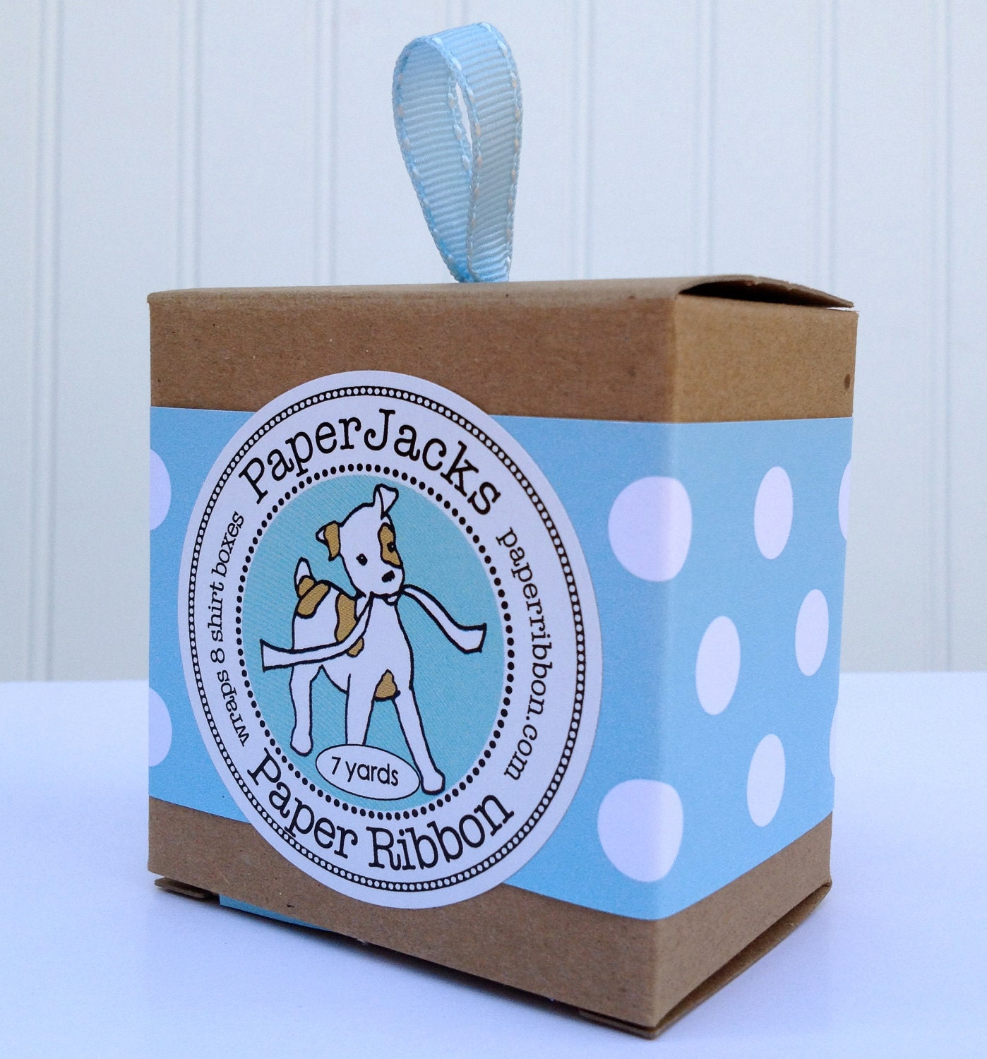 Polka Dot Paper Ribbon in Aqua Blue
