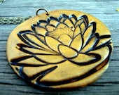 Shimmery Gold Lotus Stamped Clay Necklace by Petal Cove