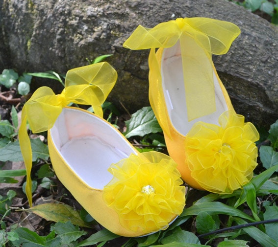 Soft bottoms yellow party shoes Tutu skirts  ballat flats infants baby toddler girl shoes