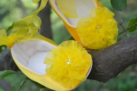 Soft bottoms yellow party shoes Tutu skirts  ballat flats infants baby toddler girl shoes