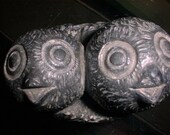 Vintage Baby Owls Soapstone Carving by Wolf Canada REDUCED