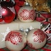 Red Glass Christmas Ornaments and Off White Silverish Ornaments Lot of 5 - Larger Size for Holiday Decorating  Shabby Chic Vintage Condition
