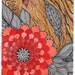 POPPY FLOWER print 8x10- black ink and acrylic fine art print red grey orange
