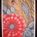 POPPY FLOWER print 8x10- black ink and acrylic fine art print red grey orange