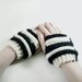 Black and White Striped Fingerless Gloves