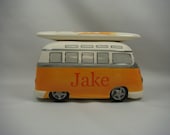 Golden Yellow and Orange California Surfing VW Van Personalized Bank - personalize4you