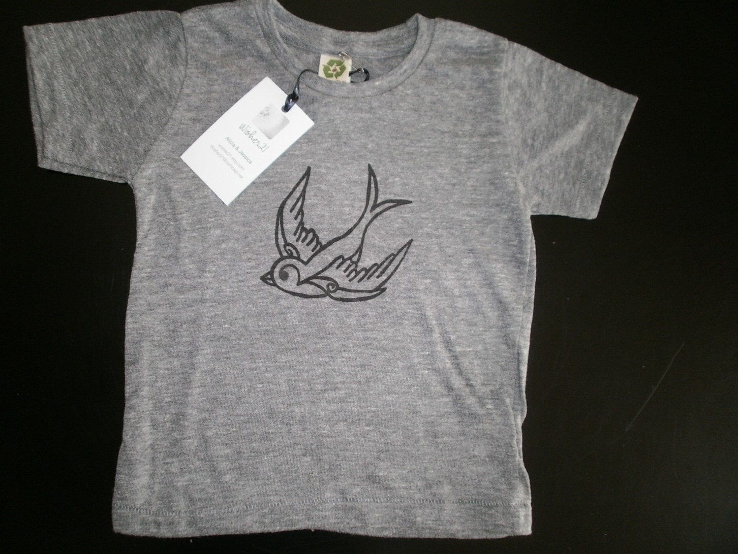 Children's Eco Friendly Organic cotton blend Swallow T-shirt 2T 3T