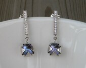 Sterling Silver Cubic Zirconia and Black Fresh Water button Pearl
